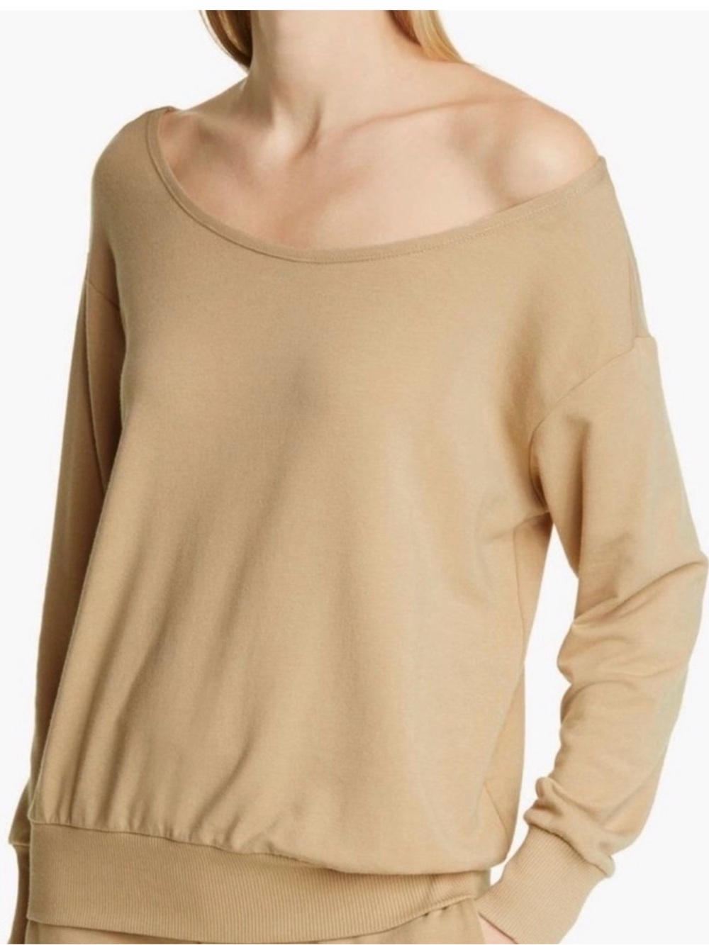 L'AGENCE Kimora One Shoulder Top Camel Brown Cotton XS Off Shoulder Blouse